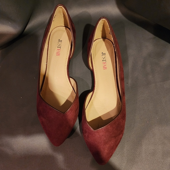 Just Fab Red Suede Flats - Picture 2 of 7